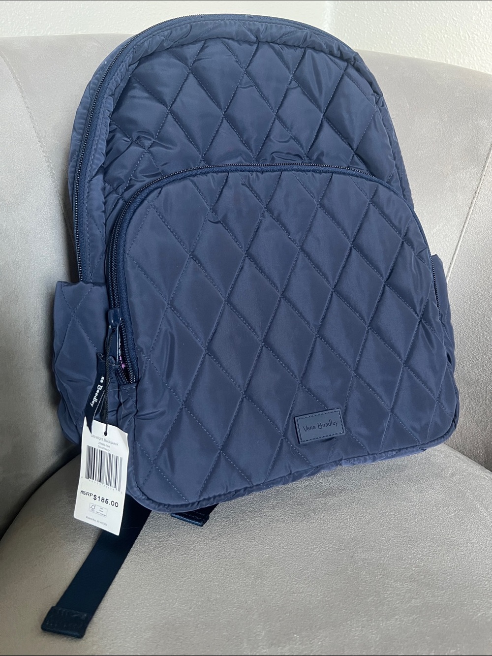 Vera Bradley Quilted Navy Diamond-Pattern Backpack